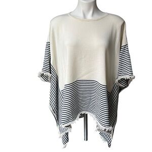 Vineyard Vines Merino Wool Sweater Striped
Fringe Poncho Cape XS/S